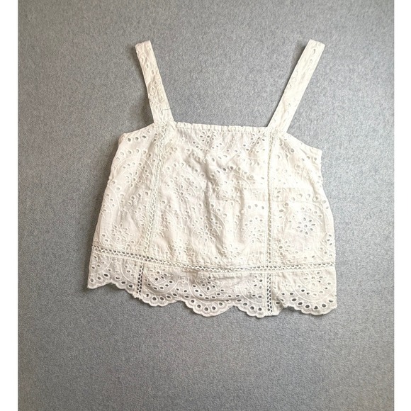 7 For All Mankind Tops - 7 For All Mankind Womens White Eyelet Lace Camisole Tank Top Scalloped. Size M